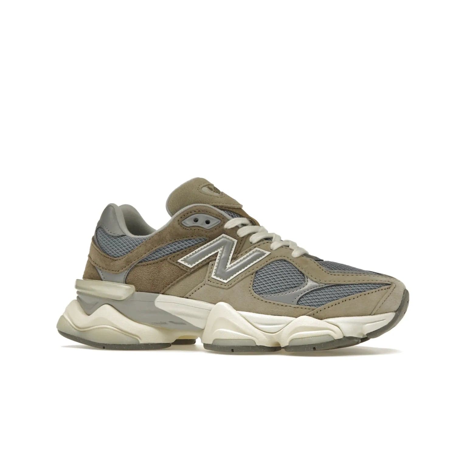 New Balance 9060 Mushroom - Image 3 - Only at www.BallersClubKickz.com - Get the New Balance 9060 Mushroom in stylish aluminum and mushroom tones. Featuring a porous mesh fabric with multiple suede overlays, a grey N symbol and rugged off-white/grey sole. Shop now and make a statement.