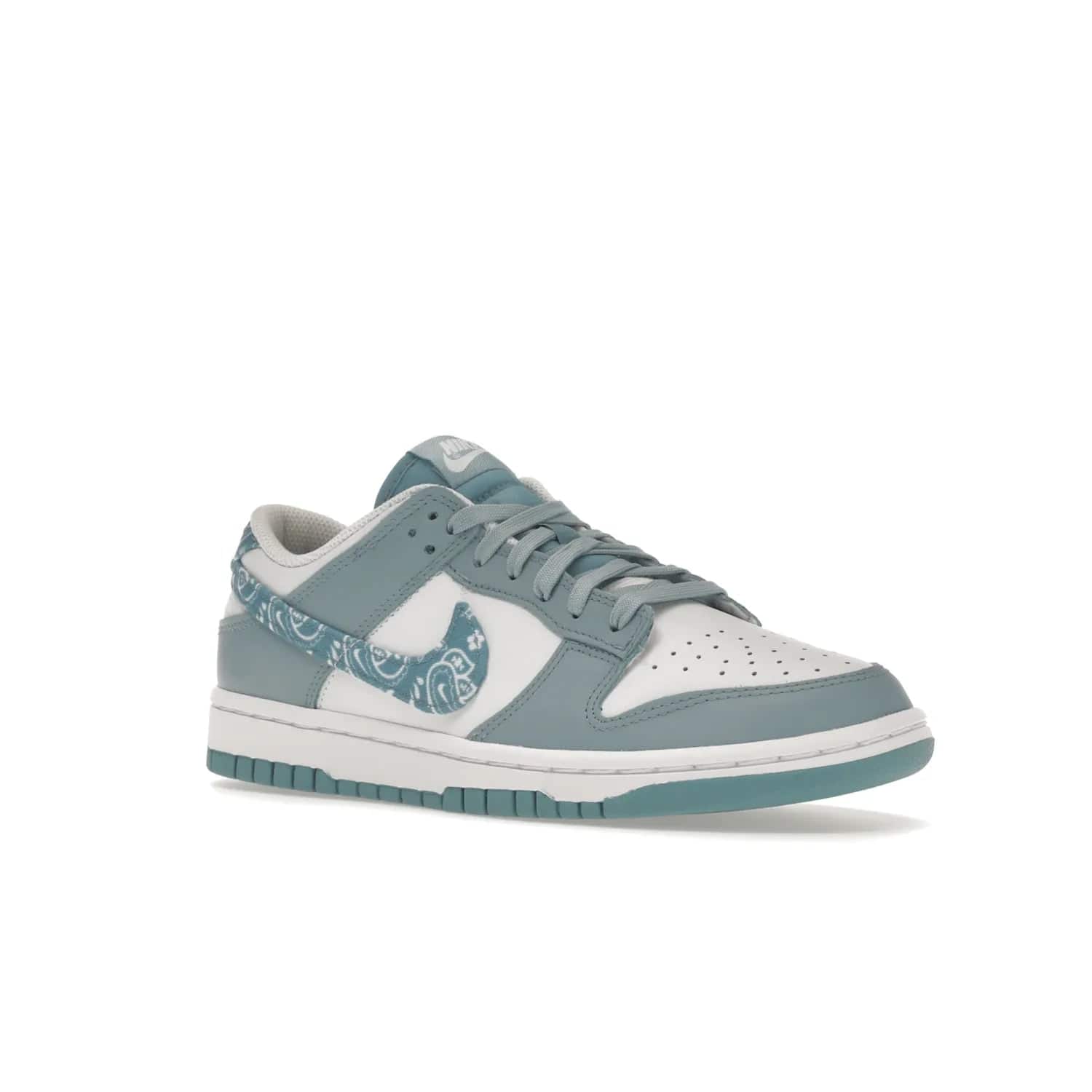 Nike Dunk Low Essential Paisley Pack Worn Blue (Women's) - Image 5 - Only at www.BallersClubKickz.com - Get the Nike Dunk Low Essential Paisley Pack Worn Blue (Women's) for style and comfort. White leather construction, light blue leather overlays, canvas Swooshes and matching heel tabs offer a rich blue hue. Finished by a white and light blue sole, this classic Nike Dunk is the perfect addition to any wardrobe. Released in March 2022.