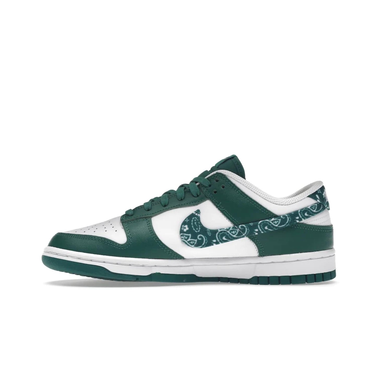 Nike Dunk Low Essential Paisley Pack Green (Women's) - Image 19 - Only at www.BallersClubKickz.com - Get the iconic Nike Dunk Low Essential Paisley Pack Green W. This 2021 sneaker is a must-have! Featuring bandana prints, perforated toe box, and designed outsole for grip. Get it on 10th March for $120.